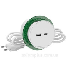 Розетковий блок Schneider Electric INS44008, що вбудовується в стіл, USB тип А+тип С (білий)
