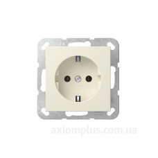 Розетка Gira System 55 із заземлюючим контактом кремова глянцева (418801)