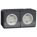 Накладна 2-місна розетка Schneider Electric MUR36029 із з/к та шторками IP55 (чорний)