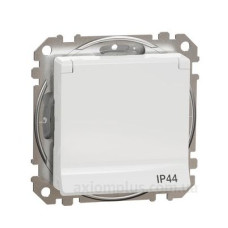 Розетка Schneider Electric Sedna Design & Elements з заземленням шторками та кришкою IP44 біла SDD211024