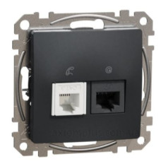 Телефонна/комп'ютерна розетка Schneider Electric Sedna Design & Elements RJ11+RJ45 кат. 6 UTP чорна SDD114468