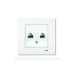 Розетка комп'ютер телефон (RJ45 Cat5e - RJ11 Cat3) біла VIKO Karre