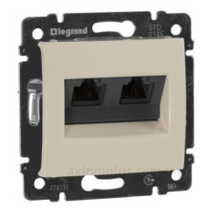Механізм розетки комп'ютерної 2xRJ-45 UTP Cat.5e Valena без захватів слонова кістка