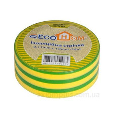 Ізоляційна стрічка ECOHOME ECO 0,11x18мм/18м жовто-зелена (ECO0150020018)