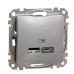 USB-розетка Schneider Electric Sedna Design & Elements A+C 2,4A алюміній SDD113402