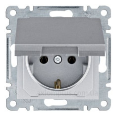 Розетка Hager WL1152 Lumina 16А/230В із з/к з кришкою (срібляста)