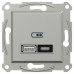 USB розетка Schneider Electric Asfora EPH2700561 тип A+C, 21Вт 3A алюміній