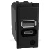 Механізм зарядного пристрою USB 2 роз'єм тип - A/C 15 Вт/3000мА 1 модуль Bticino Living Now K4191AC