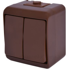 Вимикач 2-клавішний Eti Hermetics VHE-2-KR IP54 коричневий (4668041)