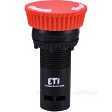 Кнопка моноблочна грибок ETI 004771483 ECM-T01-R (відключення поворотом 1NC червона)