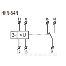 Реле контролю послідовності фаз та напруги ETI 002471412 HRN-54N 3x400/230AC (3F 1x8A AC1) з нейтраллю