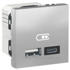 Подвійна USB розетка Schneider Electric NU301830 тип А+тип С (алюміній)