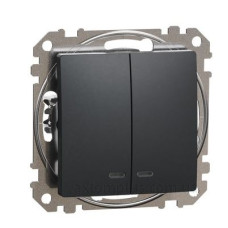 Двоклавішний вимикач Schneider Electric Sedna Design & Elements з підсвіткою чорний SDD114105L