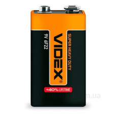 Сольова батарея Videx 6F22 крона (6F22/9V/S) 1 шт Сольова батарея Videx 6F22 крона (6F22/9V/S) 1 шт