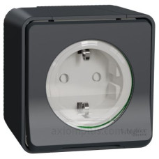 Накладна розетка Schneider Electric MUR36034 із з/к та шторками IP55 (чорний)