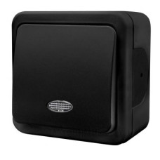 Накладний прохідний 1-кл вимикач NE-AD MULTIMA 92-53-05-I з led-підсвіткою чорний