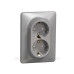 Подвійна розетка Schneider Electric Sedna Design з заземленням та шторками алюміній SDD313221