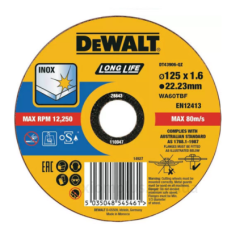 Відрізний диск нержавіючої сталі DeWALT DT43906 Long Life Inox 125х1,6х22,2мм Відрізний диск нержавіючої сталі DeWALT DT43906 Long Life Inox 125х1,6х22,2мм