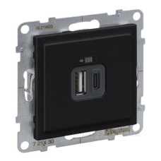 Розетка USB тип А+C 12Вт+15Вт 5В Legrand SUNO (чорний) 721430
