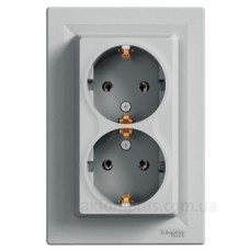Подвійна розетка Schneider Electric Asfora EPH9900161 із заземленням (алюміній)