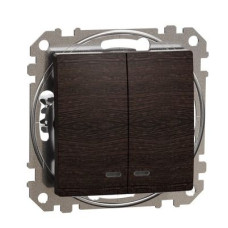 Двоклавішний вимикач Schneider Electric Sedna Design & Elements з підсвіткою венге SDD181105L