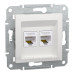 Комп'ютерна розетка RJ45 подвійна UTP cat.5e Schneider Electric Asfora без рамки біла (EPH4470121)