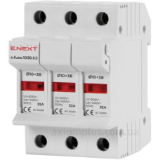 Утримувач запобіжника E.Next e.fuse.1038.h3 на DIN-рейку 10х38 3р 32А (i0300003) Утримувач запобіжника E.Next e.fuse.1038.h3 на DIN-рейку 10х38 3р 32А (i0300003)