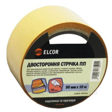 Двостороння стрічка Elcor 40206765 TRPP5010 на поліпропіленовій основі 50мм (10м) Двостороння стрічка Elcor 40206765 TRPP5010 на поліпропіленовій основі 50мм (10м)