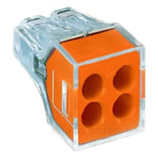 Клемний з'єднувач Wago 773-104 Push Wire® у прозорому корпусі з помаранчевою кришкою Клемний з'єднувач Wago 773-104 Push Wire® у прозорому корпусі з помаранчевою кришкою