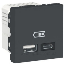 Подвійна USB розетка Schneider Electric NU301854 тип А+тип С (антрацит)