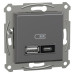 USB розетка Schneider Electric Asfora EPH2700571 тип A+C, 21Вт 3A антрацит