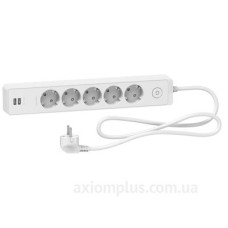 Подовжувач Schneider Electric ST945U1W на 5 гнізд та 2хUSB (1,5м) білий Подовжувач Schneider Electric ST945U1W на 5 гнізд та 2хUSB (1,5м) білий