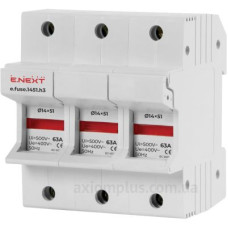 Утримувач запобіжника E.Next e.fuse.1451.h3 на DIN-рейку 14х51 3р 63А (i0300006) Утримувач запобіжника E.Next e.fuse.1451.h3 на DIN-рейку 14х51 3р 63А (i0300006)
