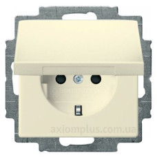 Розетка ABB Basic 55 20 EUK-92-507 із заземленням та кришкою (слонова кістка)