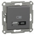 USB розетка Schneider Electric Asfora EPH2700571 тип A+C, 21Вт 3A антрацит