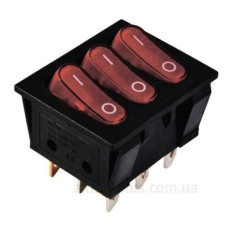 Перемикач TNSy KCD2-3101N R+R+R/B з підсвічуванням червоний (TNSy5500821)