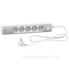 Подовжувач Schneider Electric ST945U1WA на 5 гнізд та 2хUSB (1,5м) алюміній Подовжувач Schneider Electric ST945U1WA на 5 гнізд та 2хUSB (1,5м) алюміній