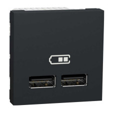 Розетка Schneider Unica NEW антрацит USB 2-а 2.1А 2 мод. ( NU341854 )
