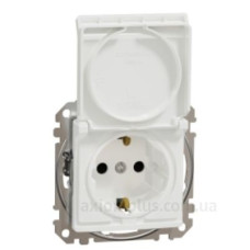 Розетка Schneider Electric Sedna Design & Elements з заземленням шторками та кришкою біла SDD111024
