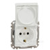 Розетка Schneider Electric Sedna Design & Elements з заземленням шторками та кришкою біла SDD111024