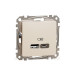 USB-розетка Schneider Electric Sedna Design & Elements A+C 2,4A бежева SDD112402