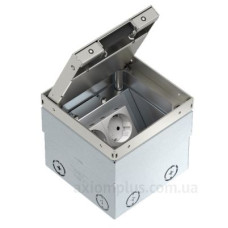 Розетковий люк OBO Bettermann (7368324) UDHOME2 2x розетки 250В 16A для покриття 15мм, (h.=110...135мм) 140х140х110мм
