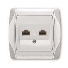 Розетка комп'ютерна подвійна (2хRJ45 Cat5e) біла Carmen