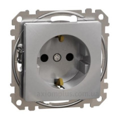 Розетка Schneider Electric Sedna Design & Elements з заземленням та шторками алюміній SDD113022