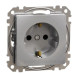 Розетка Schneider Electric Sedna Design & Elements з заземленням та шторками алюміній SDD113022