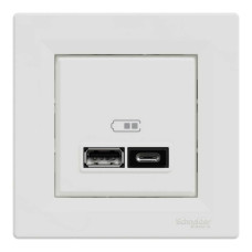 Розетка Schneider Asfora біла USB 2-а type A+C, 2.4A з рамкою ( EPH2700321 )
