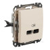 USB-розетка Schneider Electric Sedna Design & Elements A+C 2,4A бежева SDD112402