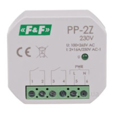 Електромагнітне реле F&F PP-2Z-230V 16А (напруга живлення 100÷265 В AC)