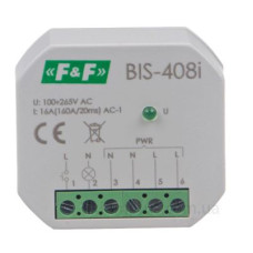 Бістабільне реле F&F BIS-408LED 165-265В AC 16А (захист від пускового струму)