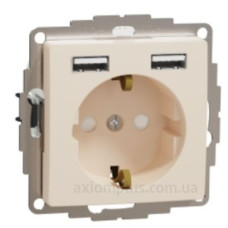 Розетка Schneider Electric Sedna Design & Elements з заземленням та 2 USB тип А бежева SDD112052
